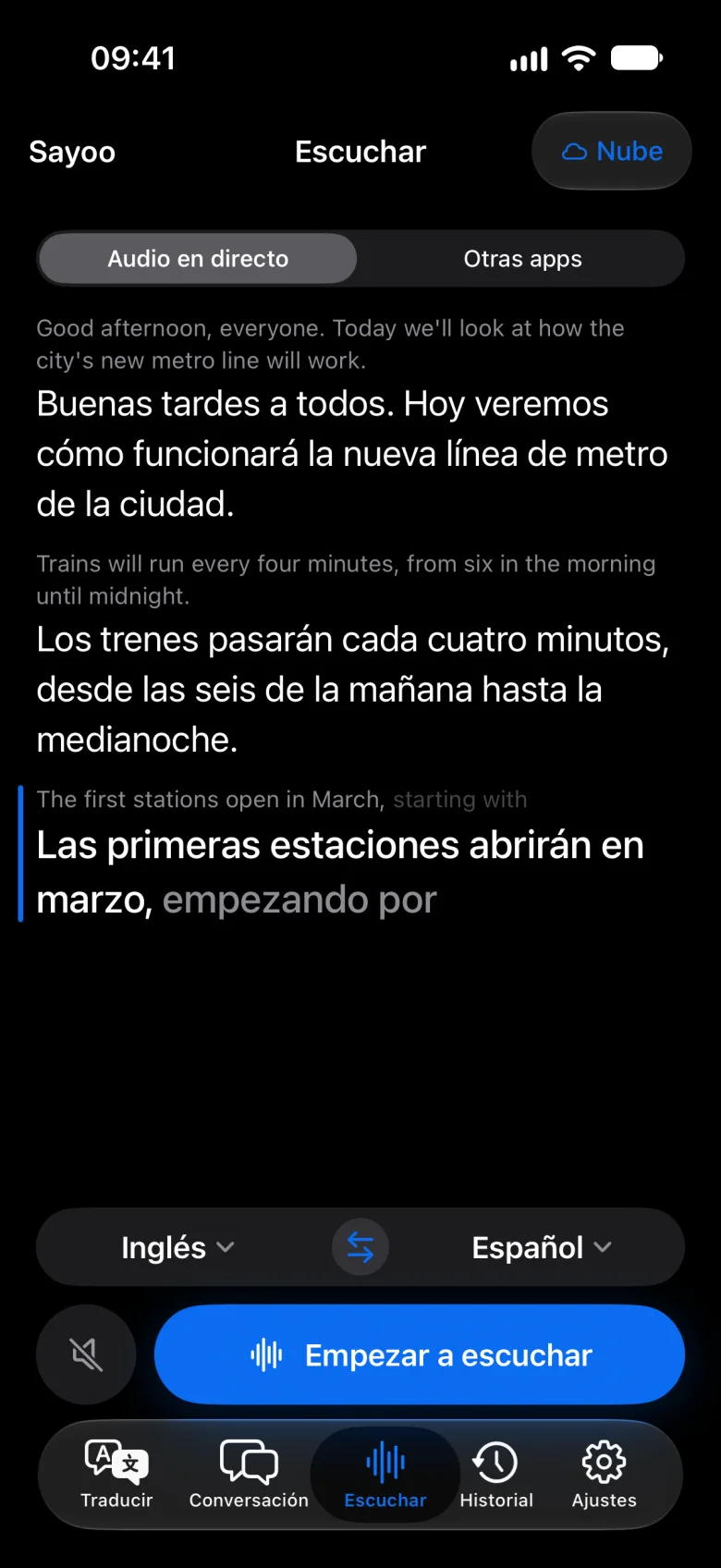 Subtítulos en vivo mientras escuchas
